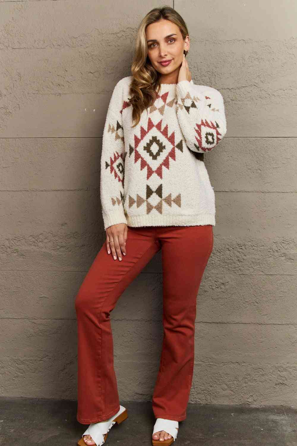 Cream Cozy Sunday Aztec Soft Sweater