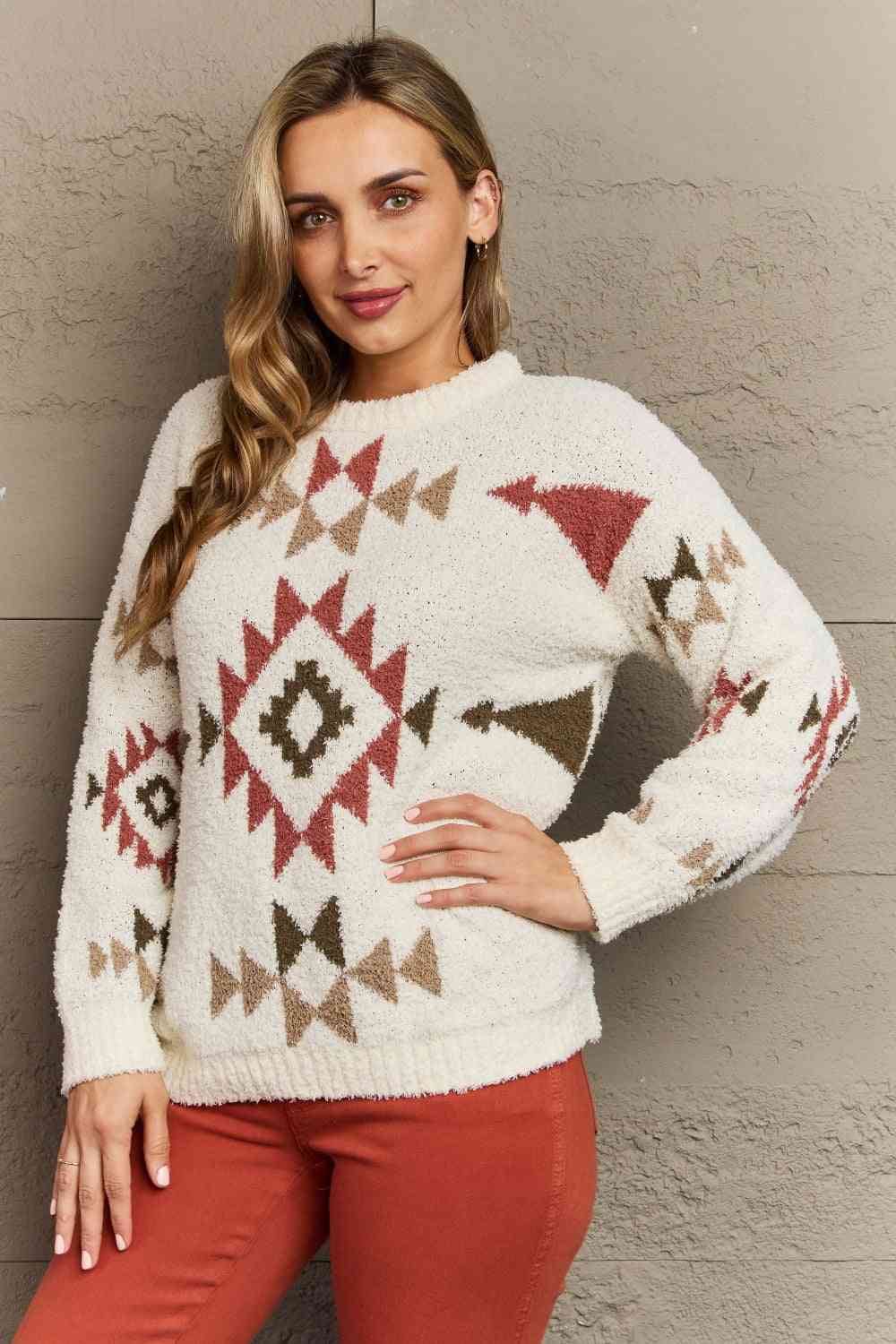 Cream Cozy Sunday Aztec Soft Sweater