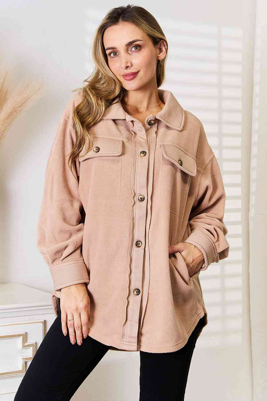 Cozy Girl Apricot Button Down Shacket