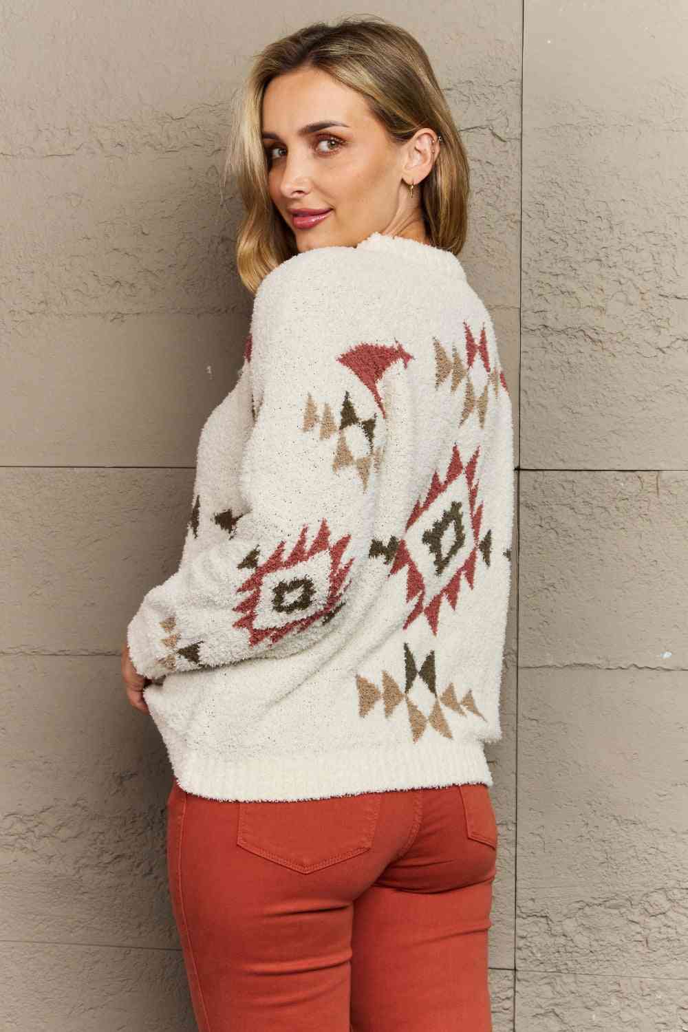 Cream Cozy Sunday Aztec Soft Sweater