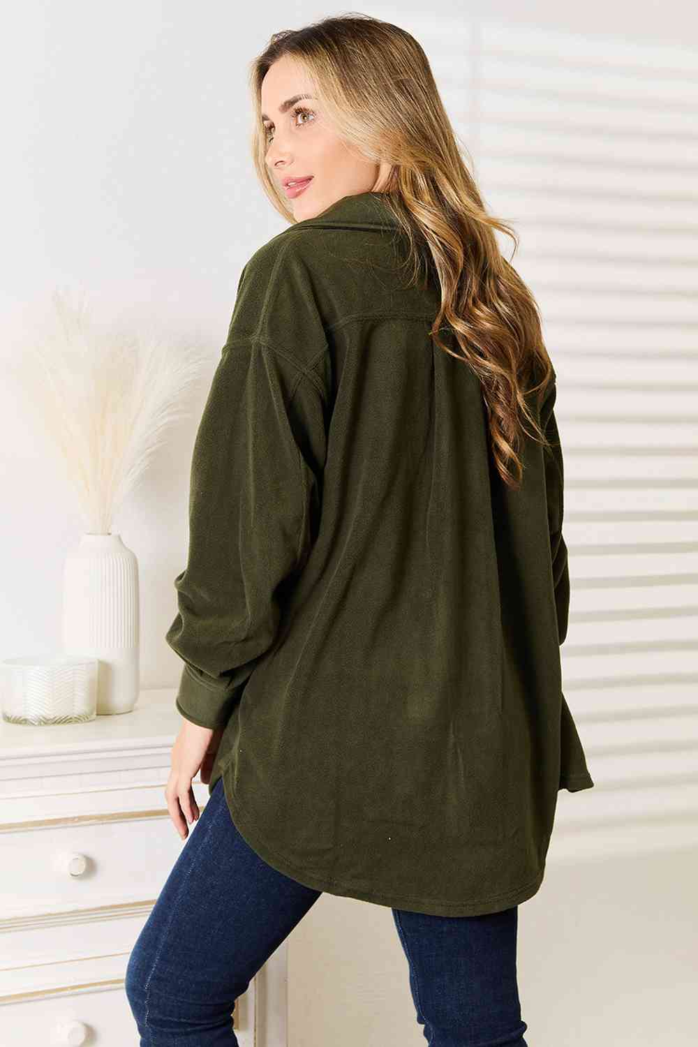 Cozy Girl Army Button Down Shacket