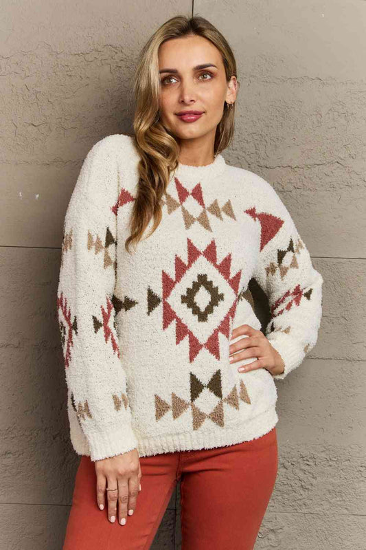 Cream Cozy Sunday Aztec Soft Sweater